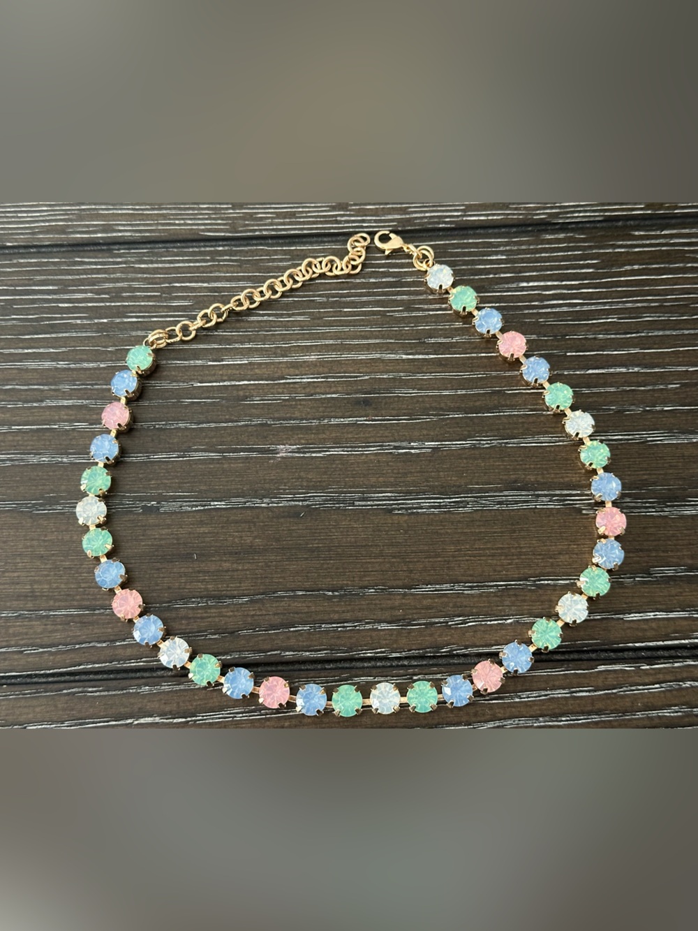 Pastel Multi-Stone Gold Tennis Necklace
